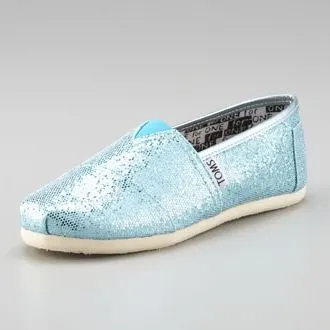Neiman Marcus: TOMS Turquoise Glitter Shoe, Youth 