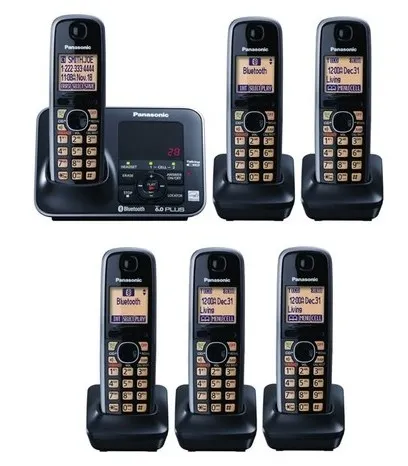 Panasonic KX-TG7623B + 3 KX-TGA410B Handsets Bluetooath Cordless Phone System, Refurbished
