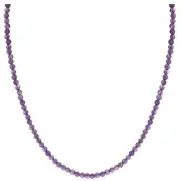 Sterling Silver Genuine Stone Beaded Necklace (4mm), 16+2" Extender