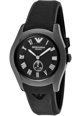 Emporio Armani Women's Ceramica Black Dial Black Silicone
