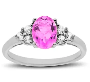 1 3/4 ct Pink and White Sapphire Ring in Sterling Silver 