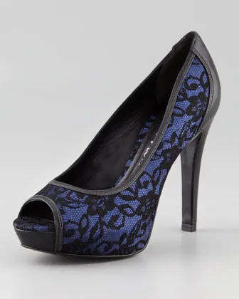 Pour la Victoire Myleene Lace Peep-Toe Pump