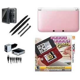 Nintendo 3DS XL Handheld Pink w/ Crosswords and Accessories