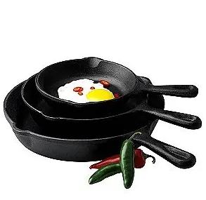 Basic Essentials 3Pc Cast Iron Fry Pan Set 