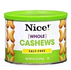 Nice! Whole Cashews Salt-Free ( 8.5 oz.)