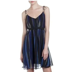 Halston Heritage Fly-Away Tie-Strap Dress 