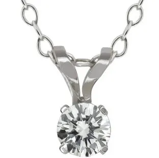 0.15 Ct Round Cut 14K White Gold Diamond Pendant With 18" Chain