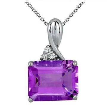 SZUL: 4.75 Carat All Natural Amethyst & Diamond Pendant 