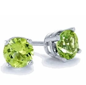 1.00 Carat tw Round Peridot Stud Earrings in Sterling Silver