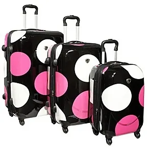 IT Luggage Shiny Large Dots 4-Wheeled 3 Piece Luggage Set