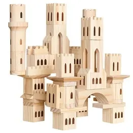 Discovery Kids - 69-Piece Wooden Castle Block Set