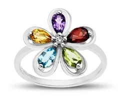 Colorful Flower Ring in Sterling Silver