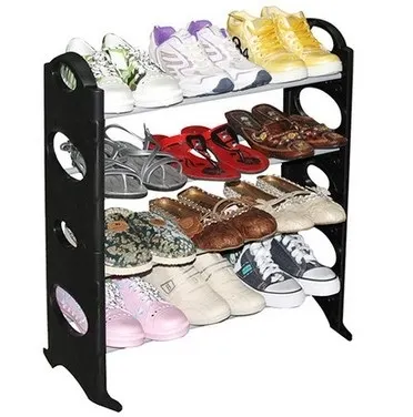 Four-Tier Shoe Rack with Capacity for Twelve Pairs
