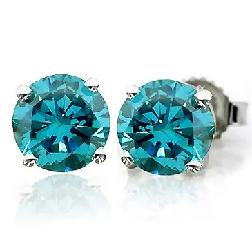 1/3 Carat Blue Diamond Studs in Sterling Silver