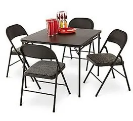 Cosco 5 Piece Set with Vinyl Table Top and Fabric Chairs 
