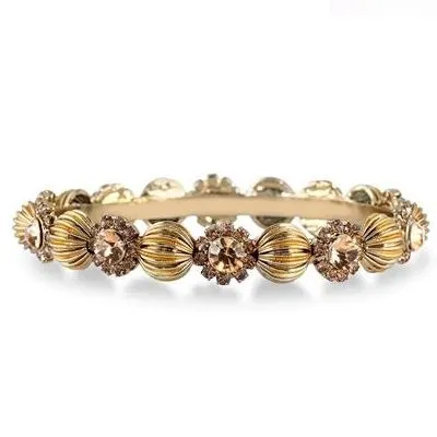 Citrine Crystal Gold Plated Antique Bangle