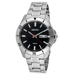 Seiko Men's Black Dial Stainless Steel