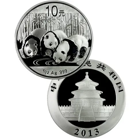 2013 China 1 Troy Ounce .999 Silver Panda 10 Yuan