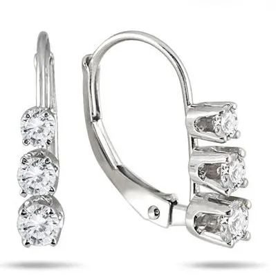 SZUL Luxury Deal of the Day: 1/2 Carat Three Stone Drop Earrings in 10K White Gold