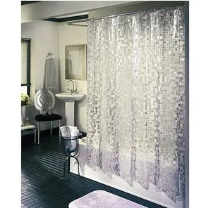 Ex-Cell Home Disco Vinyl Shower Curtain, Silver