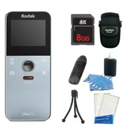 Kodak Ze1 Playfull Mini Blue Silver Camcorder Video Camera + 8GB + CASE +6PC KIT