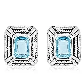 Netaya: 2.00 Carat Blue Topaz Stud Earrings