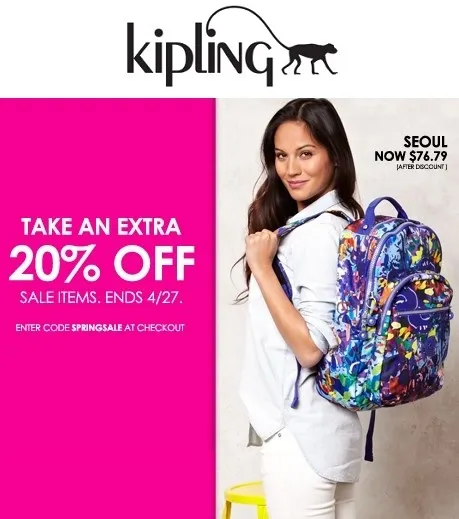 Kipling: Extra 20% OFF Sale Items