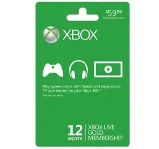 Microsoft Xbox LIVE 12 Month Gold Membership Card