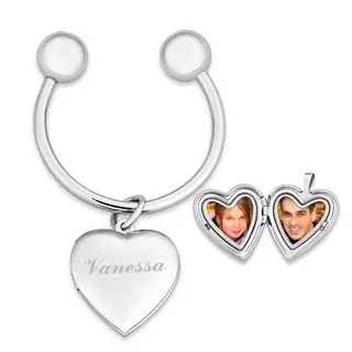Limoges Jewelry: Engraved Heart Locket Key Chain