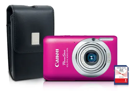 Canon PowerShot ELPH 100 HS Pink + 4GB Card + Deluxe Leather Case