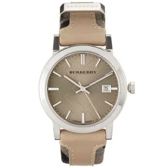 Burberry Check-Engraved Watch, Stainless Steel/Trench