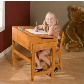 Schoolhouse Desk and Chair Set - Pecan