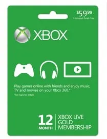 Xbox LIVE 12 Month Gold Card