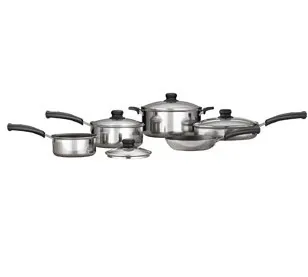 Mainstays 9-Piece Nonstick Cookware Set, Polished Aluminum