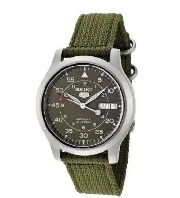 Seiko Men's SNK805 Seiko 5 Automatic Green Canvas Strap Watch
