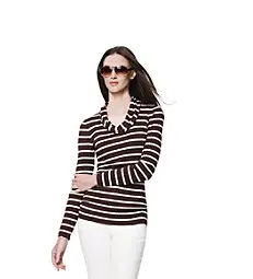 Jones New York Sport Petites' Striped Ribbed Cowlneck Sweater