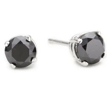 14k Gold Black Diamond Stud Earrings