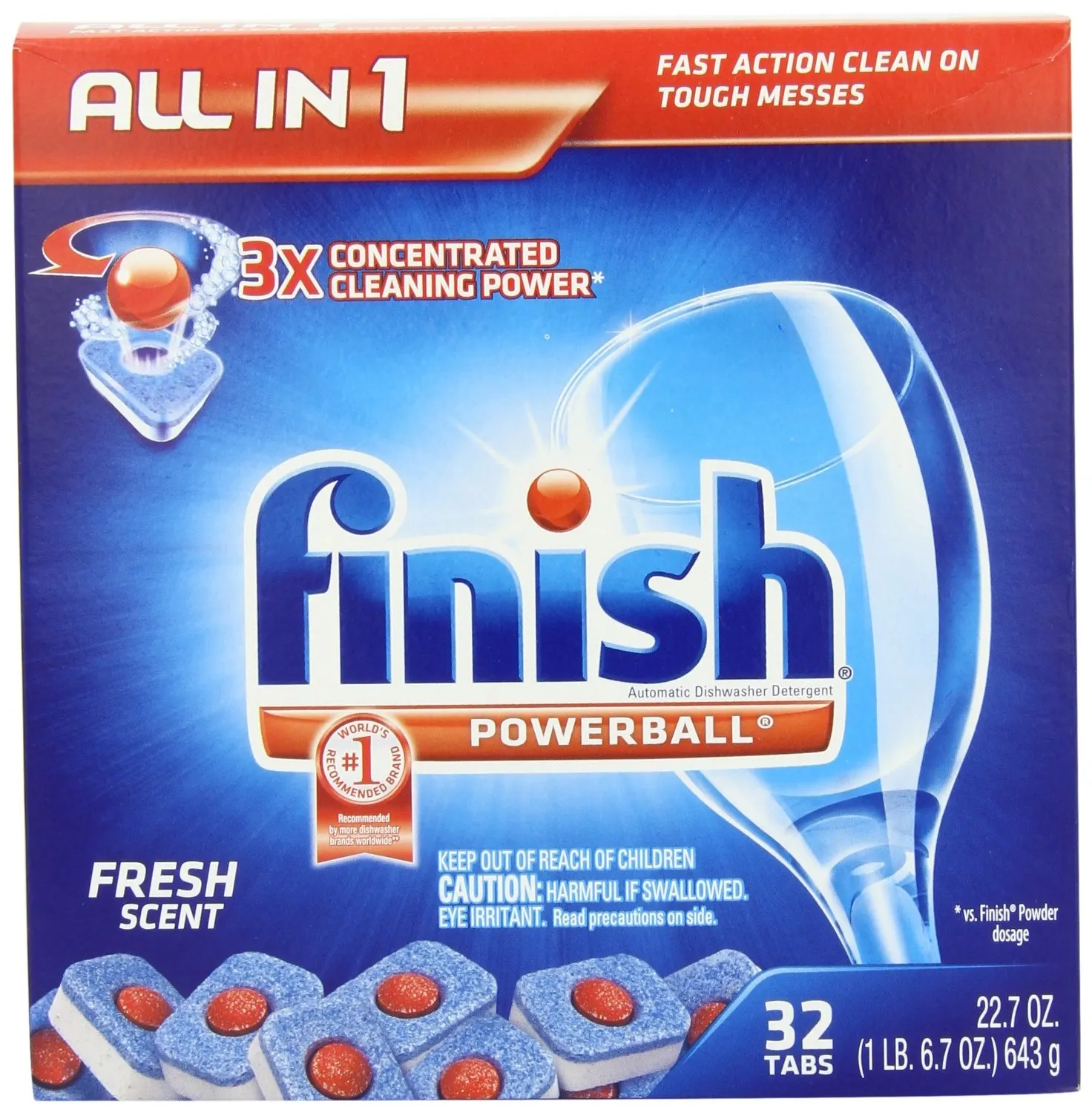 Finish Powerball Tablets, Fresh Scent, 32-count