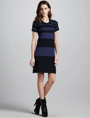 Burberry Brit Striped Short-Sleeve Knit Dress 