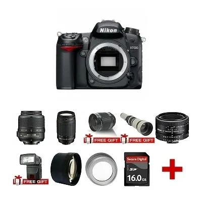 New Nikon D7000 +7 Lens Kit: 18-55 VR, 70-300, 650-1300mm + 500mm + 16GB + More