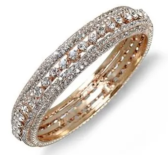 Gold Electroplated White Crystal Estate Bangle Bracelet
