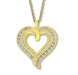 1/2 ct Diamond Concentric Heart Pendant in 18K Gold over Sterling Silver
