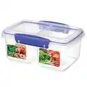 Sistema KLIP IT Rectangular Collection Split Food Storage Container, Medium, 33.8 oz./1.0 L, Clear/Blue