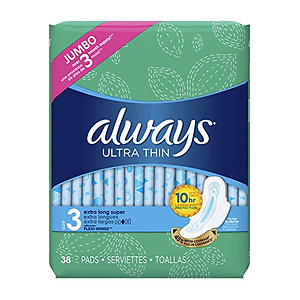 Always Ultra Thin Feminine Extra Long Pads with Wings 38 count