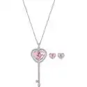 Swarovski Engaged Heart 粉色爱心项链耳钉套装