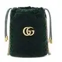 GUCCI GG Marmont 迷你绿色丝绒水桶包