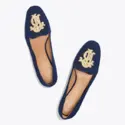 Tory Burch Antonoi 刺绣麂皮乐福鞋