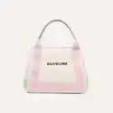 BALENCIAGA Cabas 皮革边饰印花帆布小号手提包
