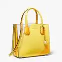 Michael Kors Mercer 拼色锁头风琴包 中号 柠檬黄