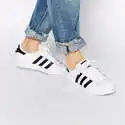 adidas Originals 三叶草 Superstar 大童款金标贝壳头运动鞋 230mm